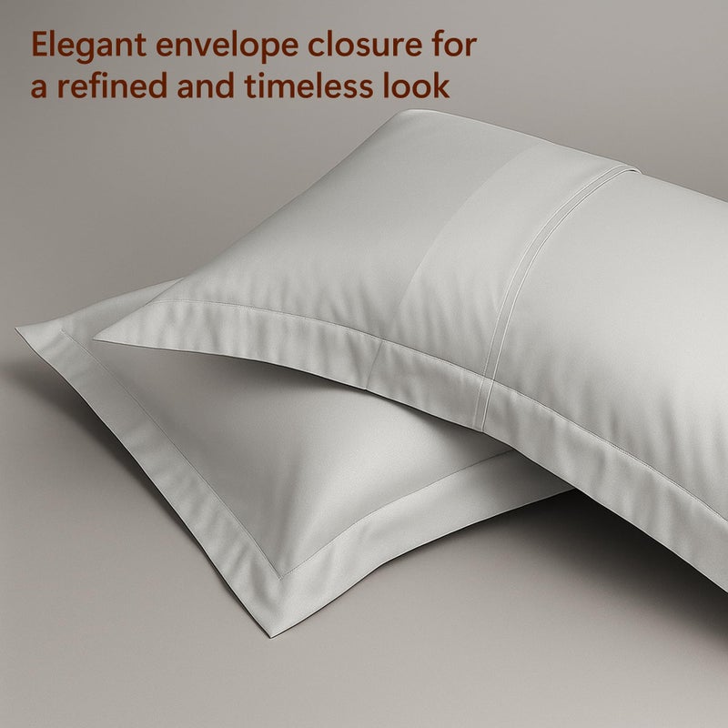 Peru Pima 415 Thread Count Percal Full/Queen Duvet Cover Set - 100% Peruvian Pima Cotton, 3 Piece (1 Cover, 2 Pillowcases) - Cooling, Crisp, Deep Pocket, Hotel Quality Bedding - Slate - Image 2
